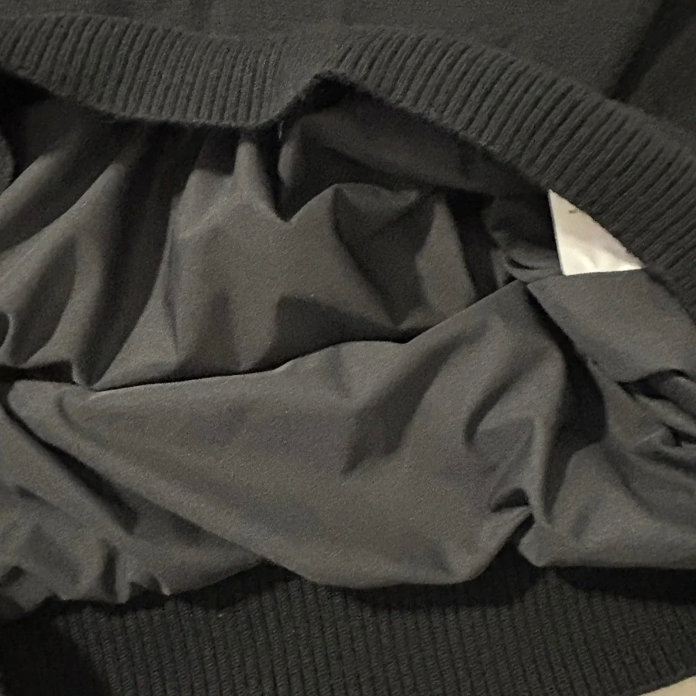 Sunice Windstopper Mens L 1/4 Zip Golf Sweater Black 100% Wool‎ Lined Pullover